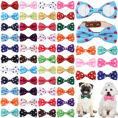 50 Pcs Polka Dot Dog Bow Ties