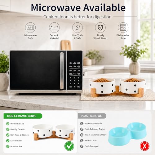 Dog Bowls Ceramic (Black Dot / 850ML*2)