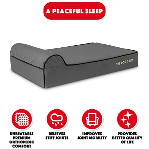 The Dog’s Bed Orthopedic Memory Foam Dog Bed with Headrest Large 6 (Grey with Black Trim / L (40"L x 25"W x 6"Th))