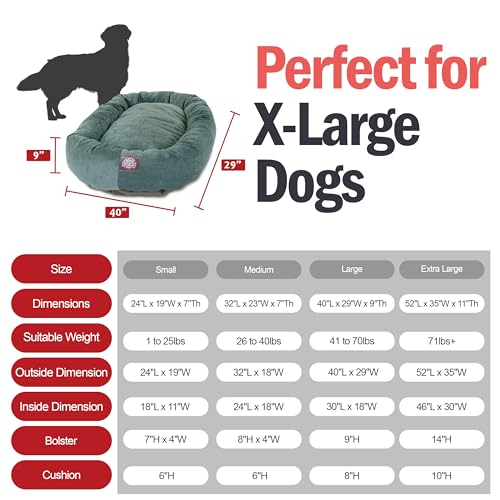 52 Inch Micro Velvet Calming Dog Bed Washable (Azure)
