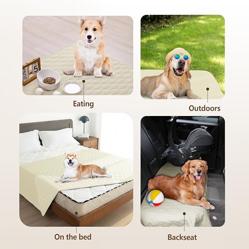100% Double Sided Waterproof Dog Bed Cover Pet Blanket Sofa Couch Furniture Protector for Puppy Large Dog Cat (30x30 Inch (Pack of 1) / Dark Cream/Light Cream)