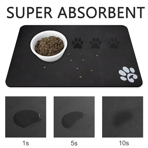 Pet Cat Food Mats (Brown & Footprints Logo / 24"L x 16.9"W)