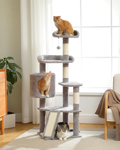 Multi Level Cat Tree Tower for Indoor Cats (Gray / 51.2 inches)