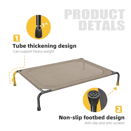 Raised Dog Bed for Large Dogs (47.75"L x 30.5"W x 8"Th / Brown)
