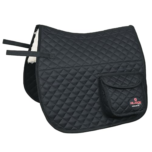 Western Horse Luxury Quilted Saddle Pads with Pockets (Black)