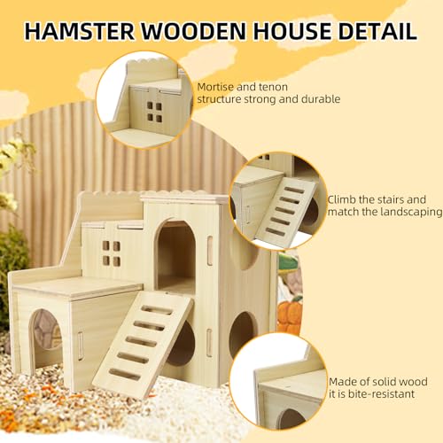 Tiny Hamster Maze Wood House with Slide House