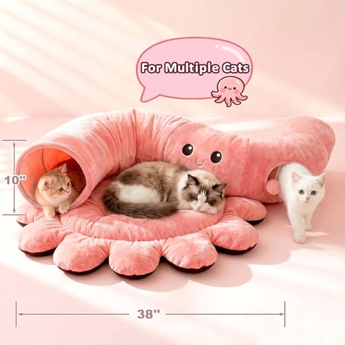 Cat Tunnel Bed with 20 Cat Toys (Pink / Large)
