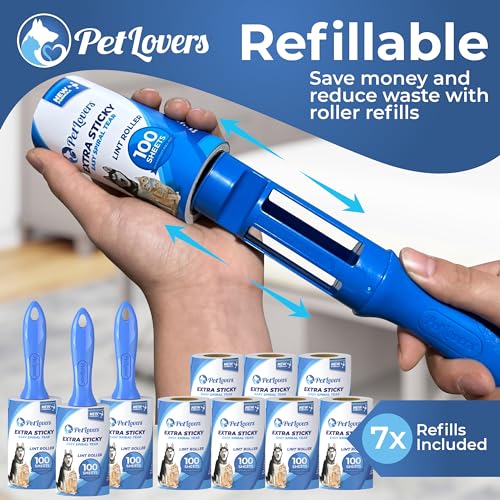 Extra Sticky Lint Roller Mega Value Set 1000 Sheets for Pet Hair Removal