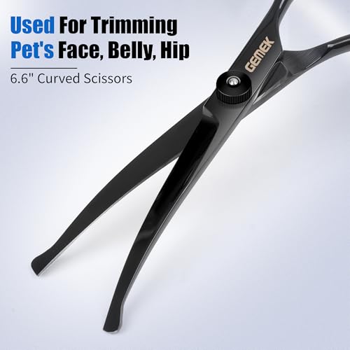 Dog Grooming Scissors Kit with Safety Round Tips (Charcoal)