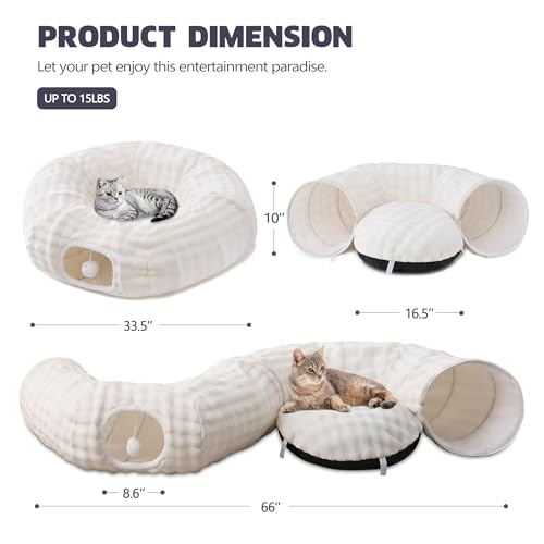 Bubble Round Cat Tunnel for Indoor Cats (Cream White / Round)