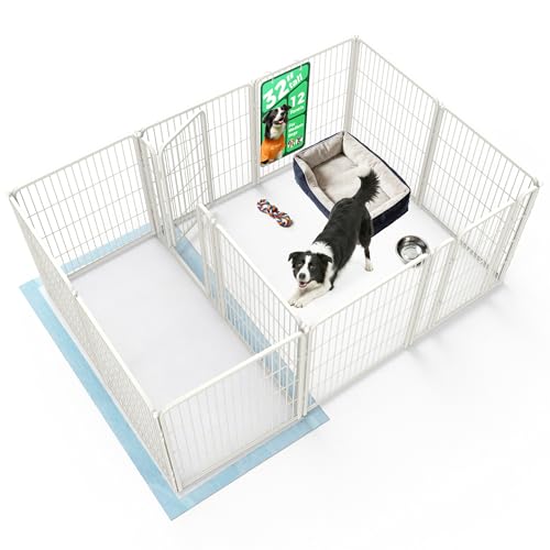 Homeplus Indoor Dog Playpen with Divider Connectors (White / 32"H)