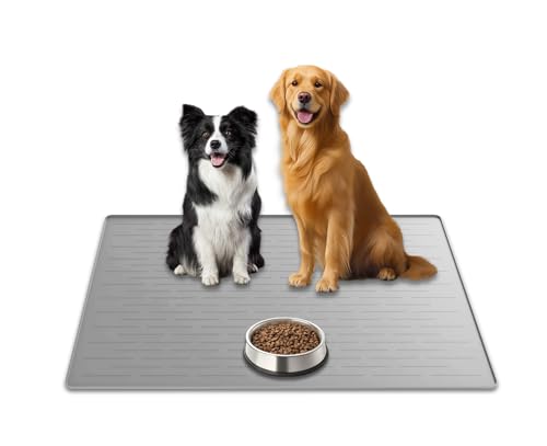 31.8"x23.8" Extra Large Pet Food Mat (Gray White / 31.8"L x 23.8"W)