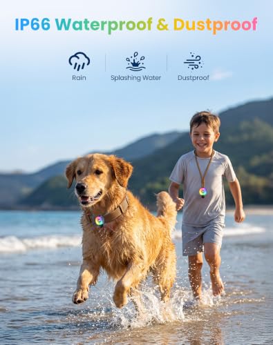 2-in-1 Dog Tracker GPS with LED Light, Pet GPS for Pets,Rechargeable (Black)