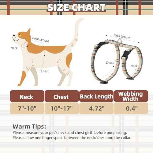 Adjustable Cat Harness and Leash Set Escape Proof Kitten Strap Collar for Walking Travel (Small / Beige(Plaid))