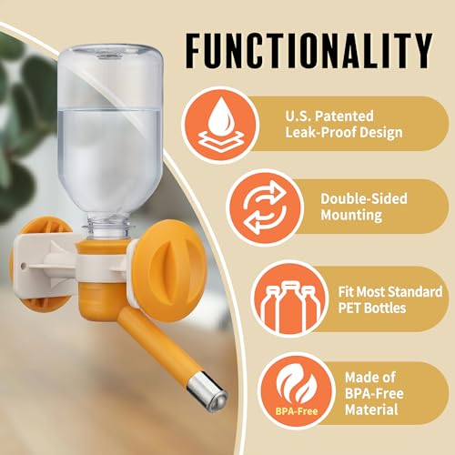 Patented No Drip Dog Water Bottle (C590 Orange / Small Sized Dogs and Cats-10.2 fl.oz)