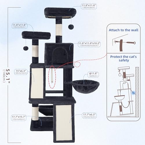 Cat Tree Tower Multi (56 inches / Smoky gray)
