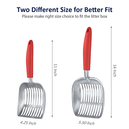Cat Litter Scoop (Small / FLAT Aluminum \ #08 Red Handle)