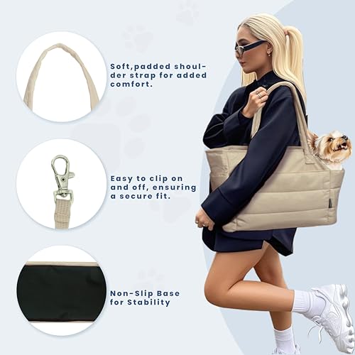 Lightweight Puffy Dog Purse Carrier for Small Dogs (Brown)