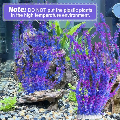 Aquarium Plastic Plants Aquarium Decor Artificial Fish Tank Plants (Purple（style B）)
