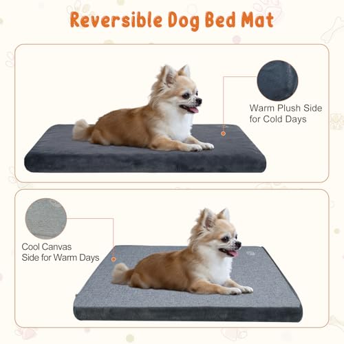 Dog Bed Mat Crate Pad Mattress (Grey / S(23"*16"*3"))