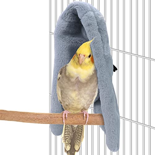 Cozy Bird Blanket Parrot Cage Snuggle Hut Warm Bird Nest House Bed Hanging Hammock for Parakeet Cockatiel Conure African Grey (Large / Grey)