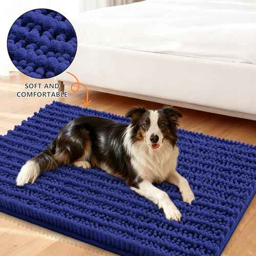 Dog Door Mat for Muddy Paws 36x24 (Layered-Navy Blue / 36"X24")