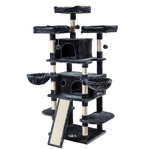 68 Inches Cat Tree (68 in / Smoky Grey)