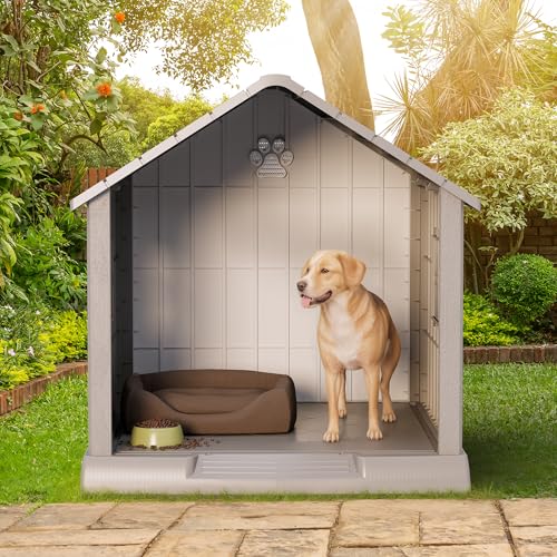 Dog House Outdoor Indoor (Grey / 37.2" L × 40" W × 40" H)