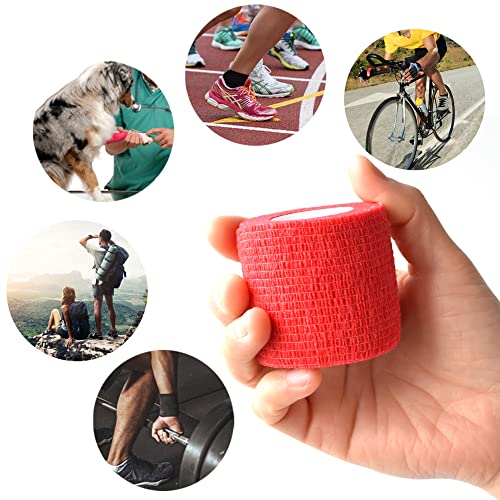 2 Inches Self Adhesive Bandage Wrap Cohesive Wrap (2 Inch / Red)