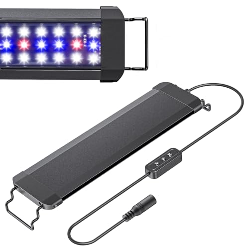 11 W Terrarium Light for 12" to 18" Terrarium Extendable Reptile Tank Light with Full Spectrum Brilliant White Blue Red Lights with Day & Night Modes and Adjustable Brightness (12-18 Inch (11W))
