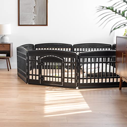 8 Panel Dog Playpen with Door (8 Panel - 24" H / Black)