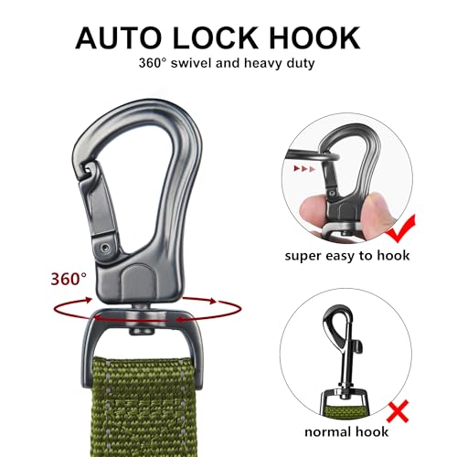 6FT 1IN Heavy Duty Dog Leash for Large Dogs with 2 Padded Handles (Green / 1 in x 6 ft)