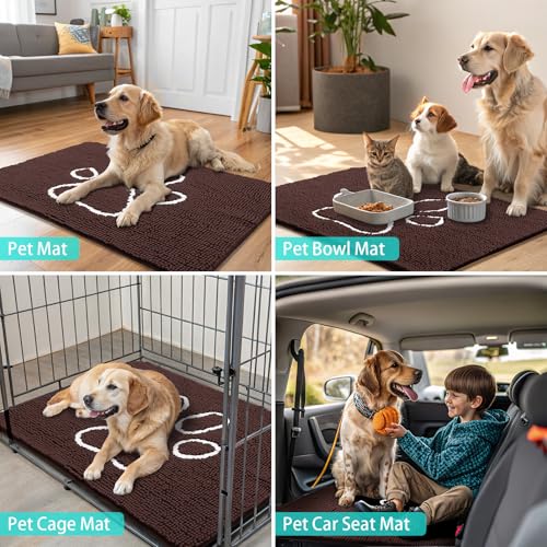 Dog Door Mat for Muddy Paws (47"X17" / Brown and White)