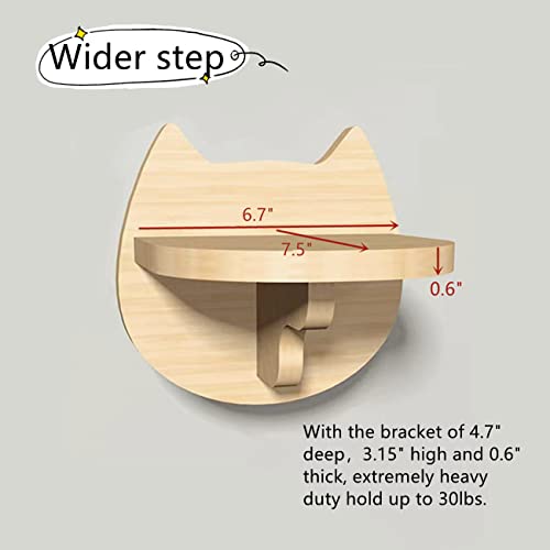 5 Pack Natural Wood Wall Mounted Cat Steps (A)
