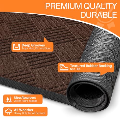 Indoor Outdoor Door Mat (Brown Diamond / 4' x 5' (Rectangular))