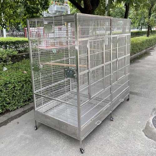 SUS201 Stainless Steel Double Twin Bird Cage for Parrots