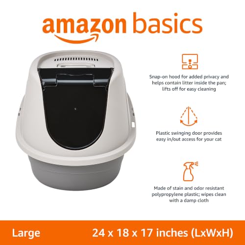 No Mess Hooded Enclosed Cat Litter Box with Odor Control and Swinging Door (Large (Pack of 1))