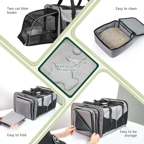 Cat Carrier for 2 Cats (Gray)