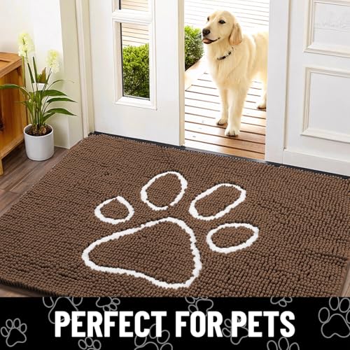 Dog Door Mat for Muddy Paws (48"X30" / Coffee and White)