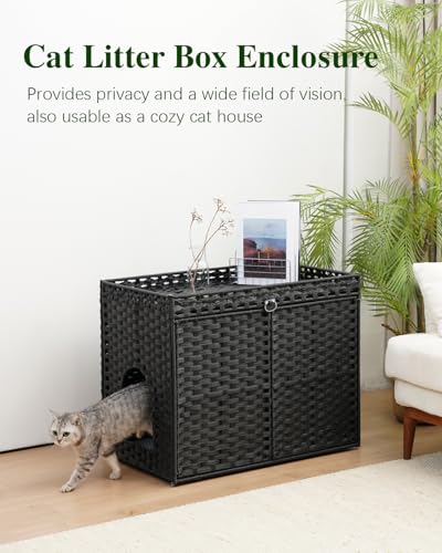 Cat Litter Box Enclosure Furniture (Black)