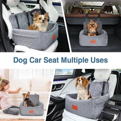 Dog Car Seat for Small Dogs Under 30lbs (Grey / Small)