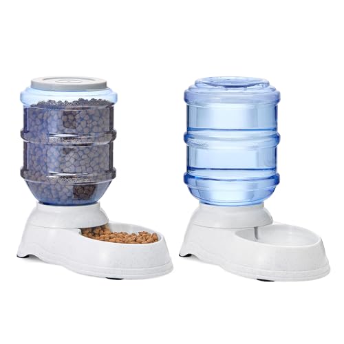 Large Capacity Automatic Pet Water Dispenser and Gravity Feeder Set (Waterer + Feeder / Large)
