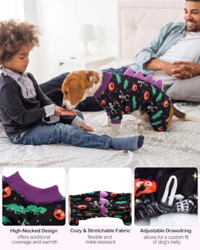 Dinosaur Costume Halloween Dog Pajamas (X-Large / Spooky Skeleton Dino)