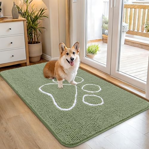 Dog Door Mat for Muddy Paws 45x27 (Sage Green / 45" X 27")