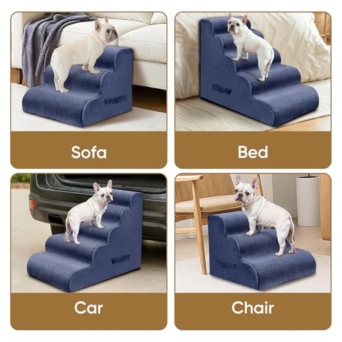 4 Step Pet Stairs for High Beds & Sofas (Blue / 4-step 19.6"H)