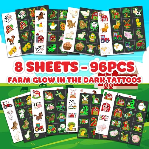 96 PCS Farm Barnyard Animal Glow In The Dark Pre (Luminous)