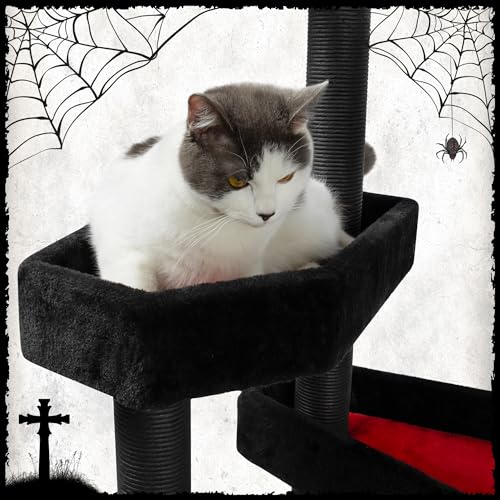 Gothic Cat Tree with Coffin Bed (46.9" / Matte Charcoal)