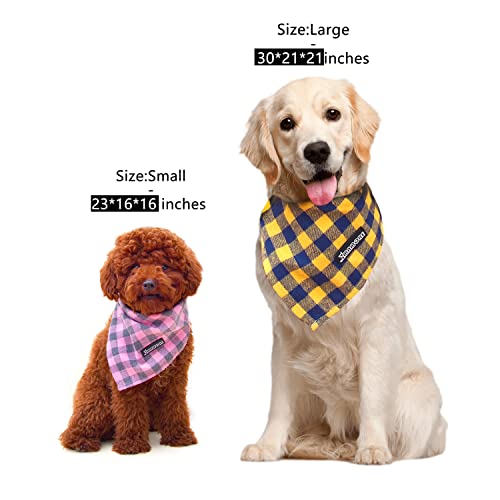 Adjustable Plaid Dog Bandanas (Square Yellow / Small)