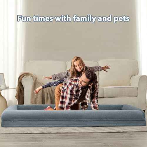 Human Dog Bed Orthopedic for Adult & Dogs Comfy Sleeping (Grey / Human (71x46x7.5in))
