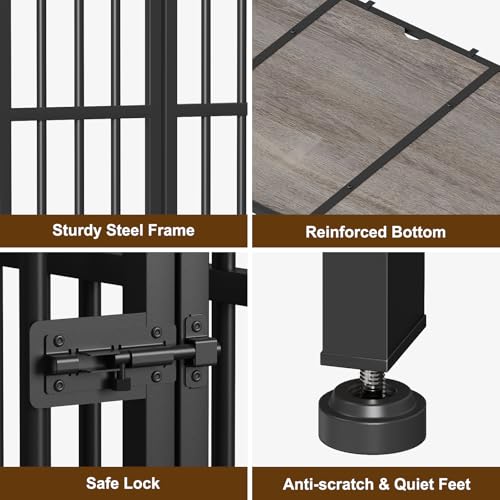 31" Dog Crate Furniture Foldable (Oak Grey / 31.5"L x 23.6"W x 26.6"H)